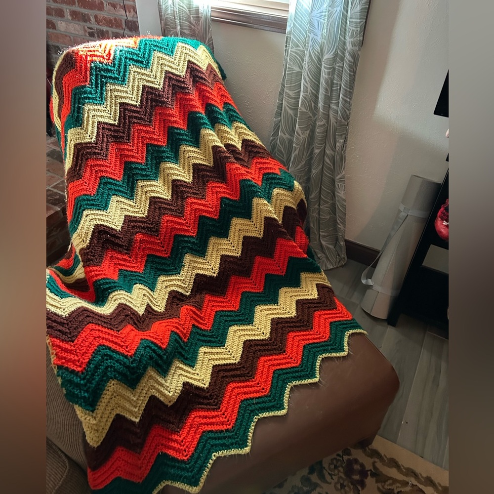 Vintage Handmade Crochet Throw